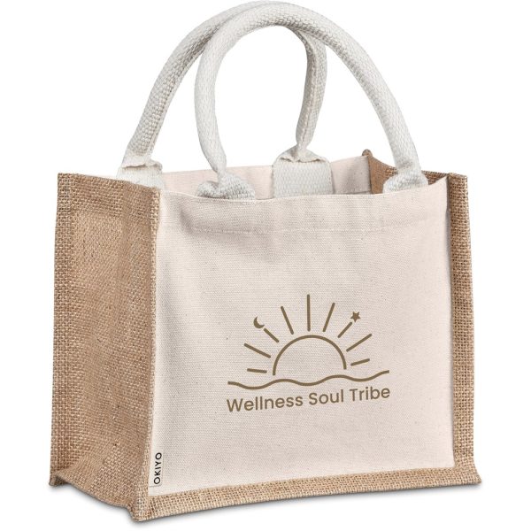 Okiyo Chinsai Mini Jute & Cotton Gift Bag - NATURAL