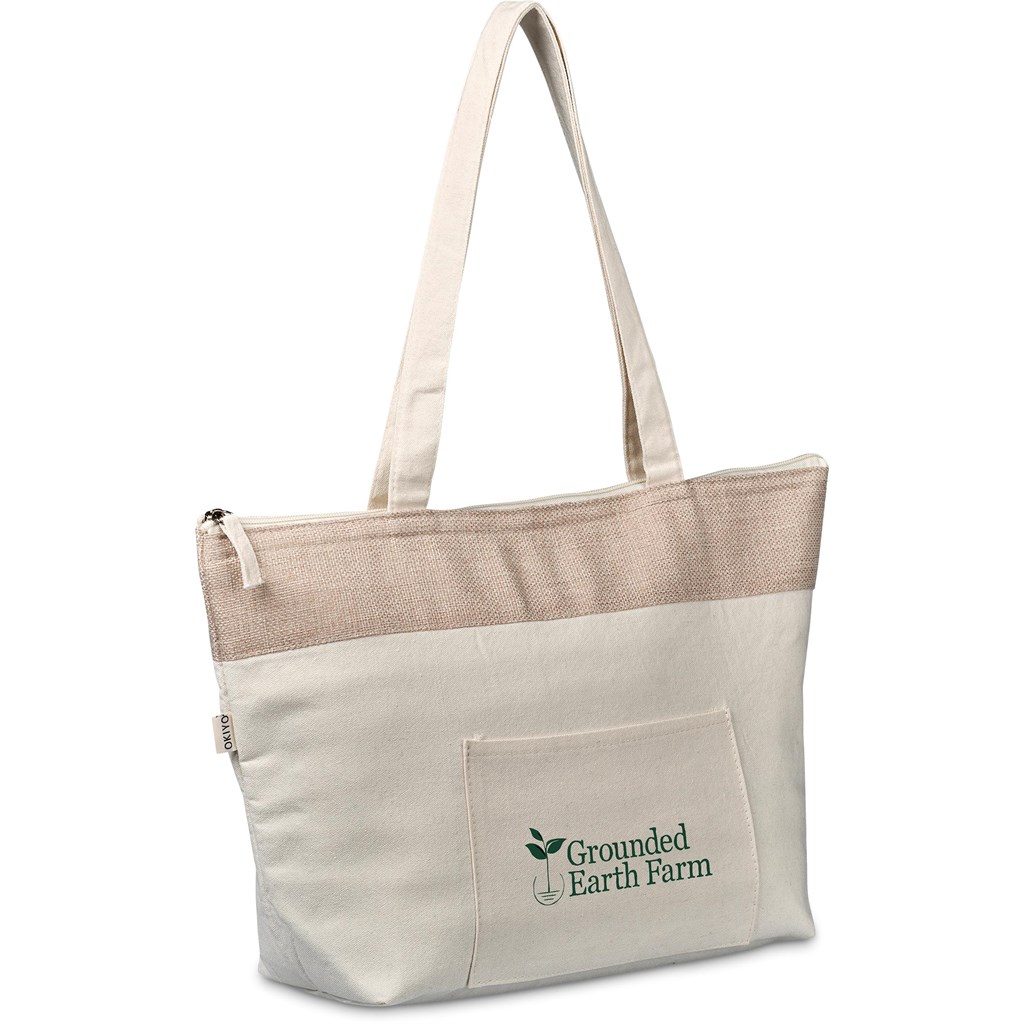 Okiyo Arshi Cotton & Jute 12 Can Lunch Cooler - NATURAL