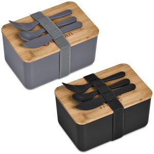 Okiyo Pasuta Recycled Plastic & Bamboo Lunch Box - BLACK