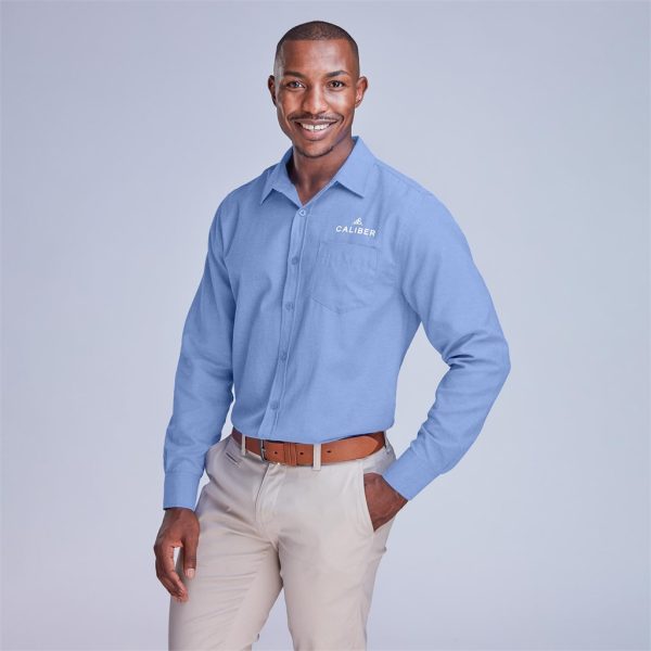 Mens Long Sleeve Oxford Shirt - SKY BLUE / 5XL