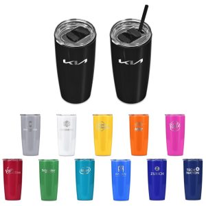 Altitude Daytona Plastic 2-in-1 Double-Wall Tumbler & Straw - 600ml - NAVY