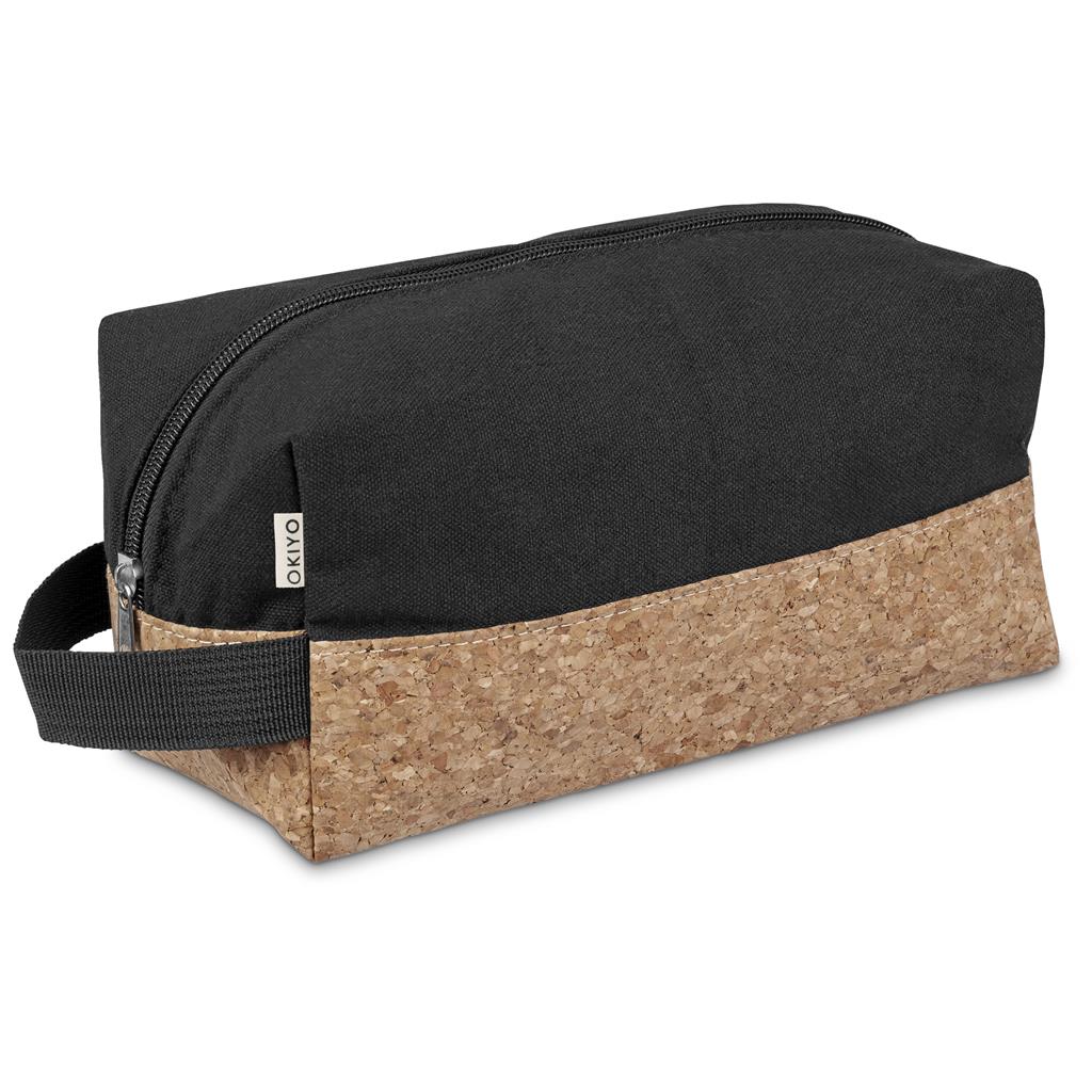 Okiyo Koruku Cork & Cotton Toiletry Bag - BLACK - Image 2