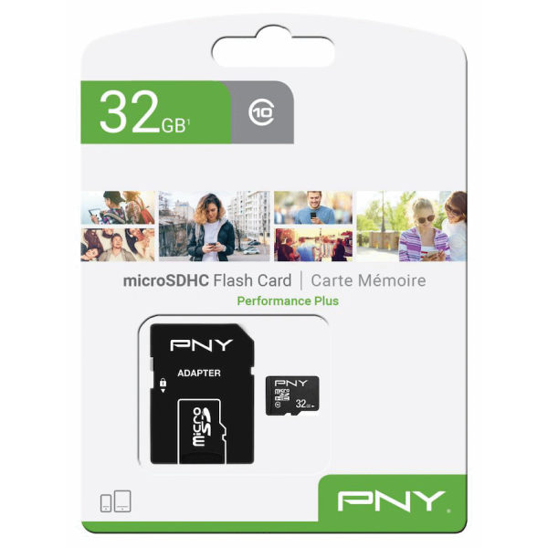 PNY 32GB microSDHC UHS-I Class 10 Memory Card (100MB/s Read)