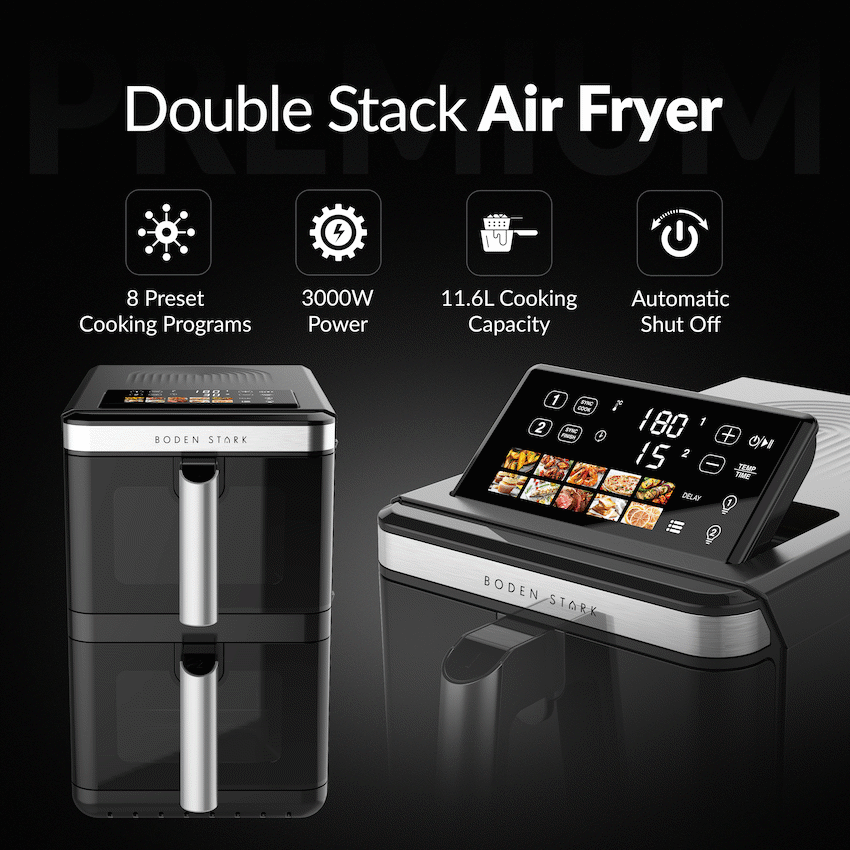 Boden Stark Double Stack Air Fryer - Black - Image 3